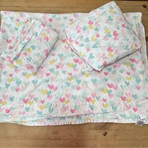 Pottery Barn Kids Multi Hearts Twin Sheet Set